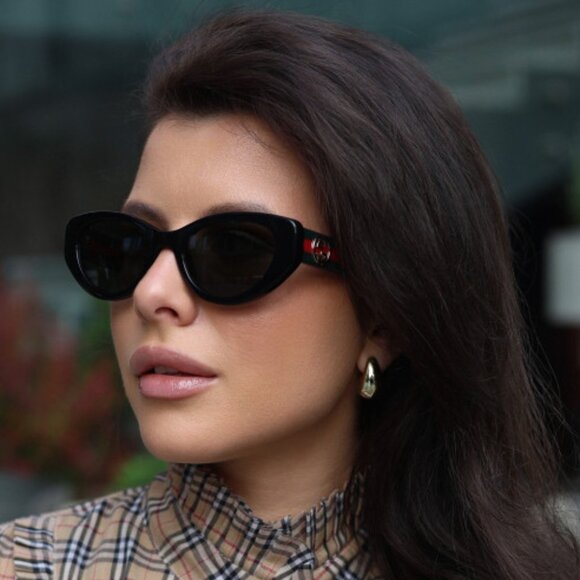 NEW GG1862S 004 GUCCI CAT EYE BLACK/BLUE WOMEN GUCCI SUNGLASSES - Picture 1 of 10